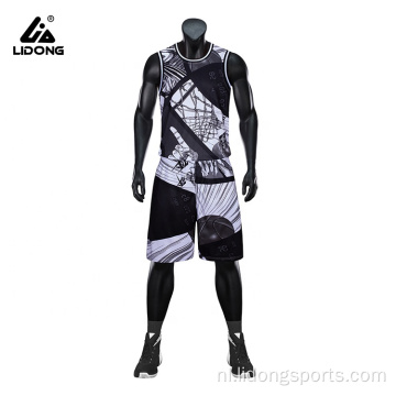 Men&#39;s basketbal uniform teamshirt en shorts set